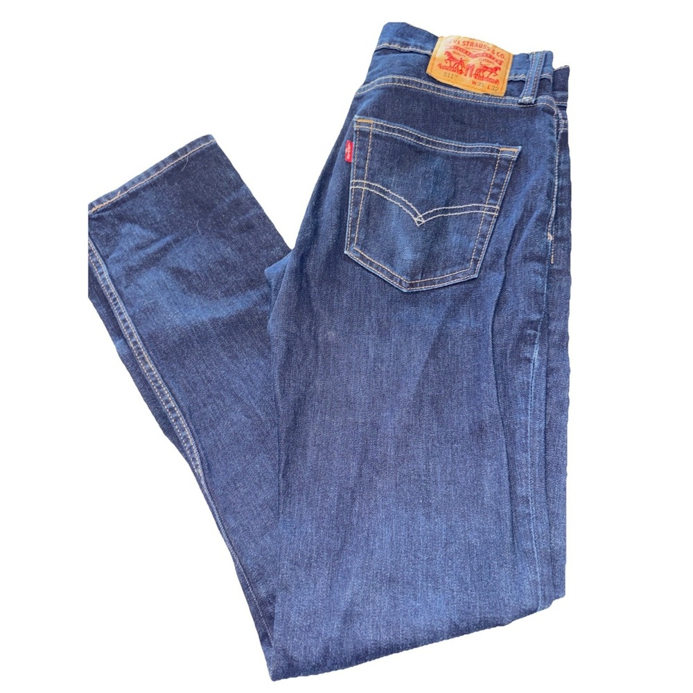Levi's 511 Jeans Slim Fit Stretch Denim Dark Black Wash Men's Size 31X32